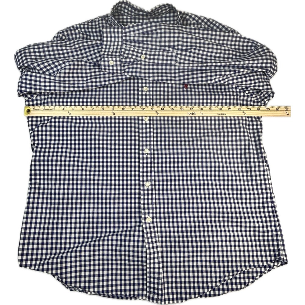 Polo Ralph Lauren Mens XL Button Down Shirt Blue White Gingham Check Pony Cotton - Picture 2 of 8